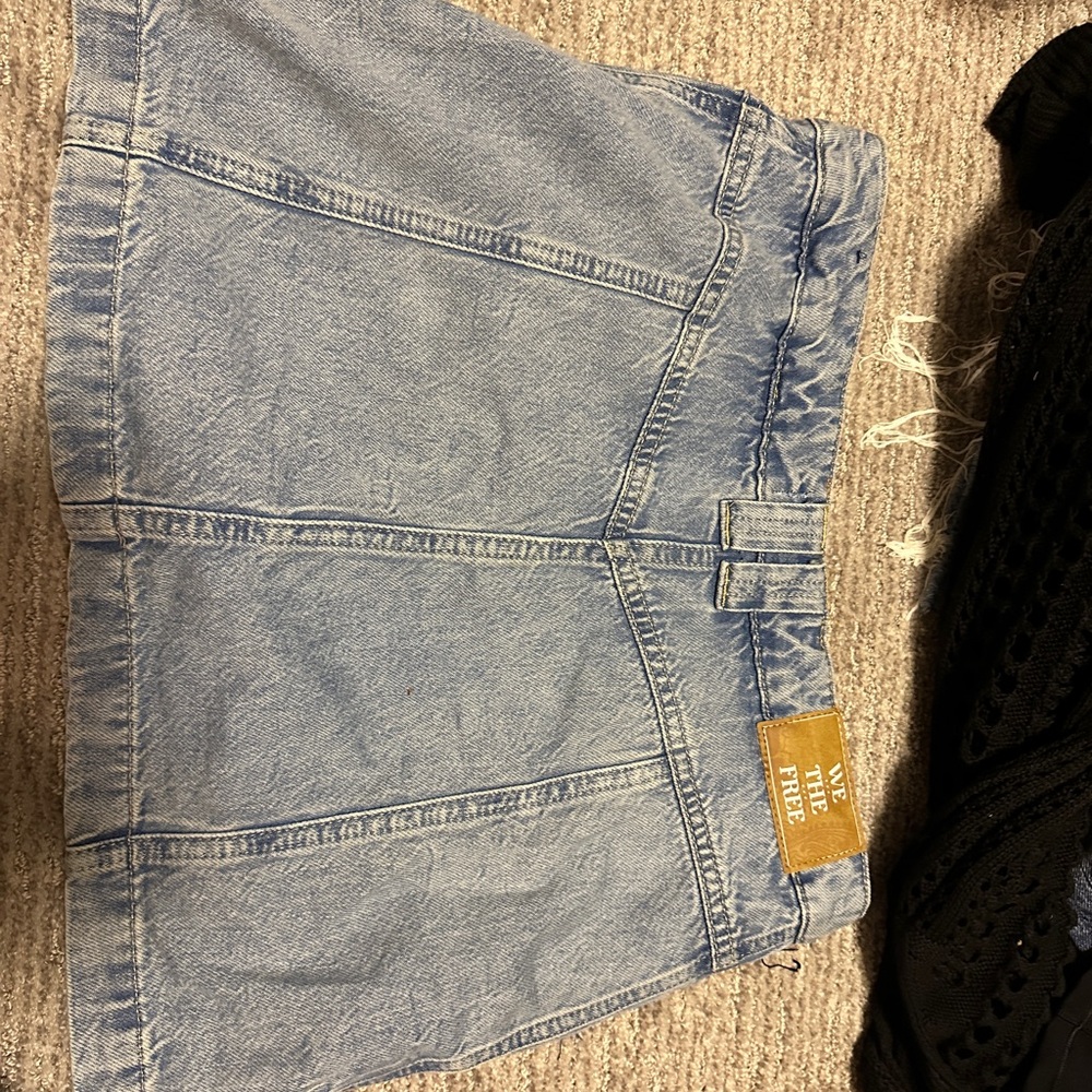 We The Free Light Blue Denim Skirt